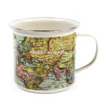 Карта мира эмаль олово чашки кофе с конструкцией OEM и обода СС для подарка